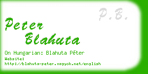 peter blahuta business card